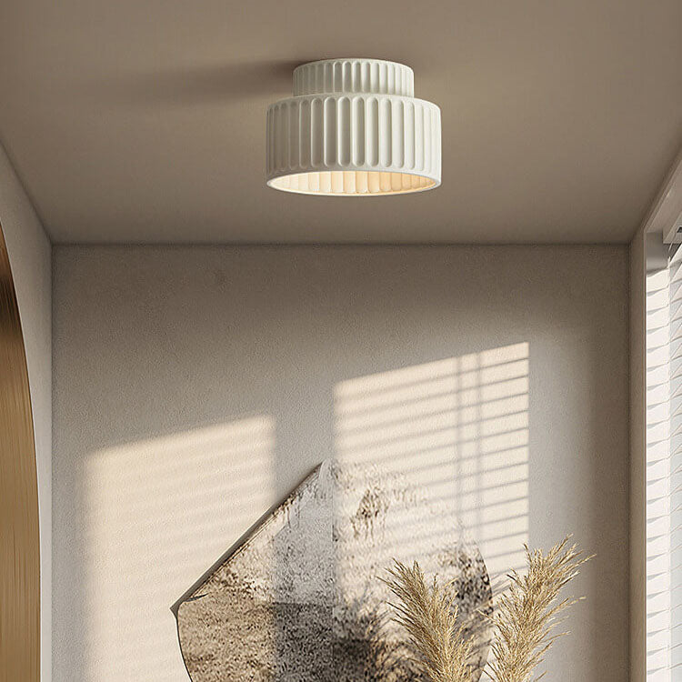 Cream nordic stripes hand-sculpted flush mount lighting — Milk Coffee / 220V-240V (UK/AU)