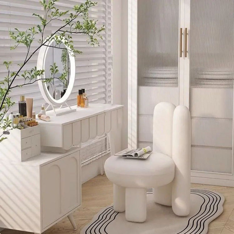 Nordic Velvet Rabbit-Ear Vanity Stool