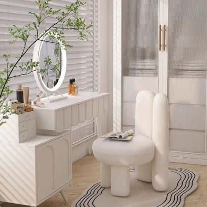 Nordic Velvet Rabbit-Ear Vanity Stool