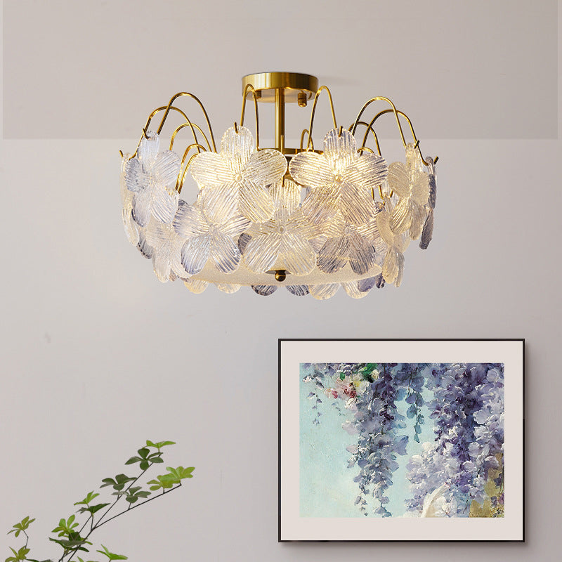 French Iron Round Flower 5/6-Light Ceiling Light