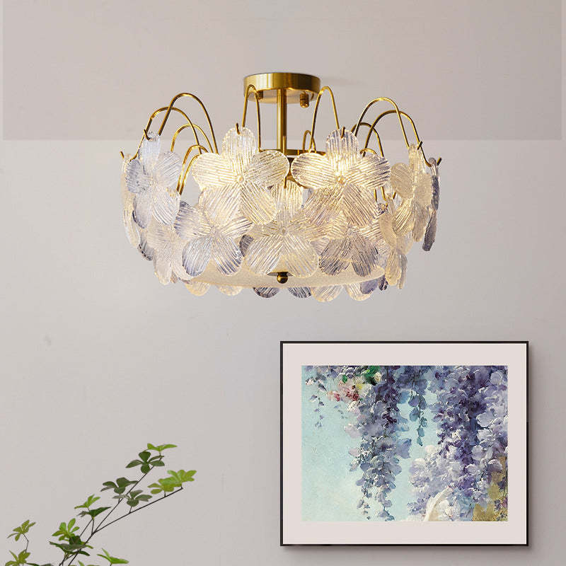 French Iron Round Flower 5/6-Light Ceiling Light