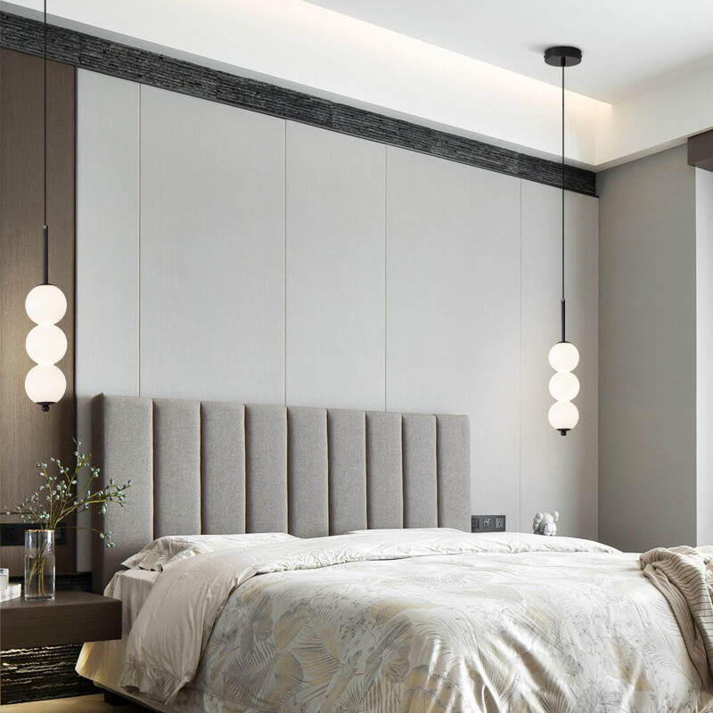 Nordic Brass Spherical Glass Strip LED Pendant Light