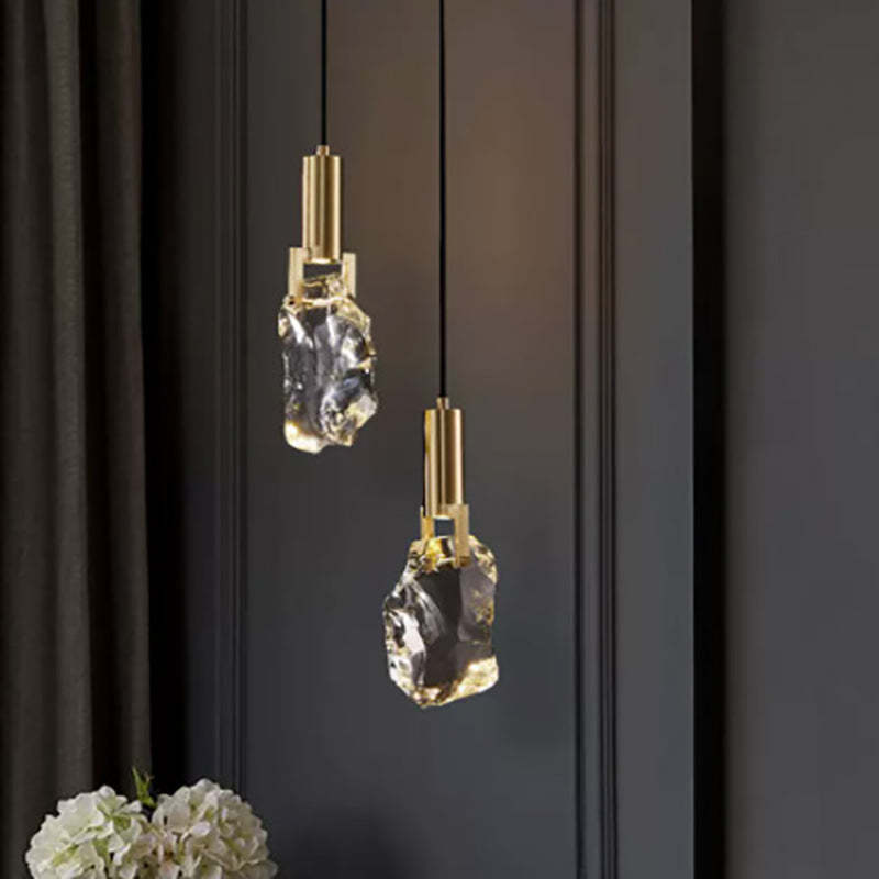 Modern Luxe Copper Crystal Stone Pendant — Warm Light (3000K) / 220V-240V For UK/AU