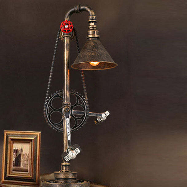 Industrial Vintage Iron Gear Plumbing Table Lamp