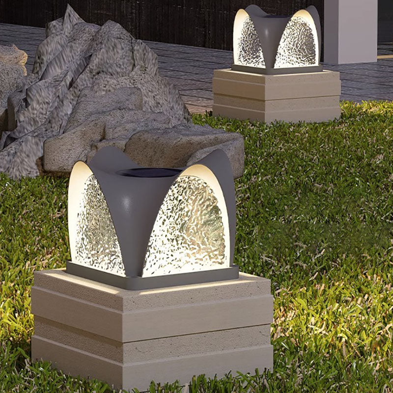 Art Deco Solar Curve Cube LED Outdoor Landscape Light