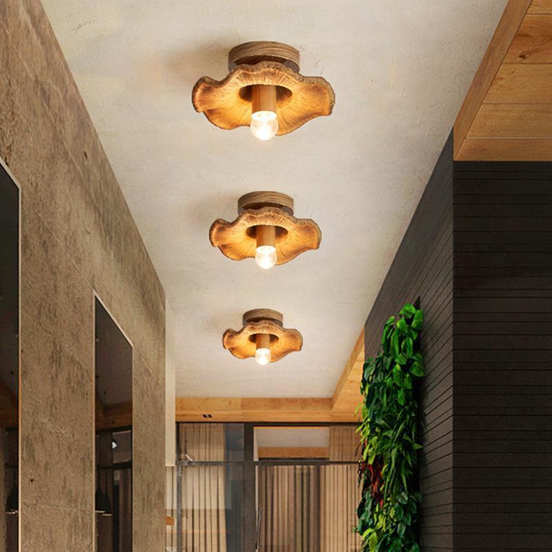 Japanese Wabi-Sabi Lotus Leaf Resin Ceiling Light
