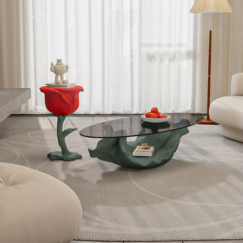 Contemporary Red Rose Shape Coffee Table