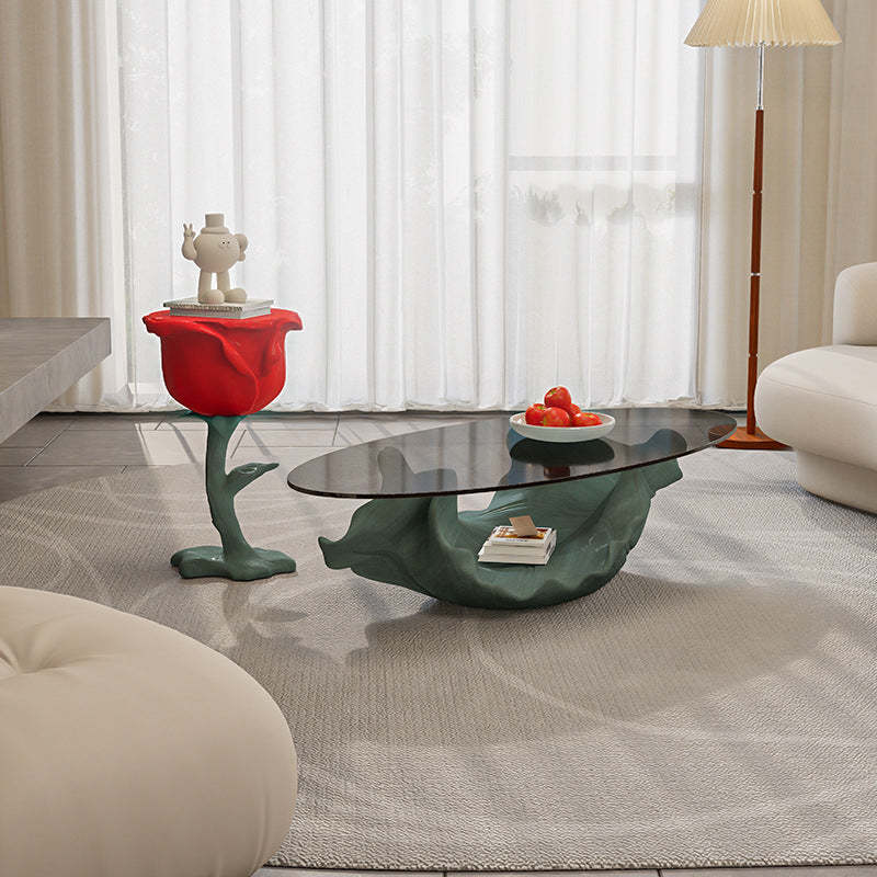Contemporary Red Rose Shape Coffee Table