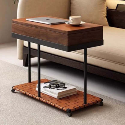 Vintage Solid Wood Rectangular Side Table 2-Tier