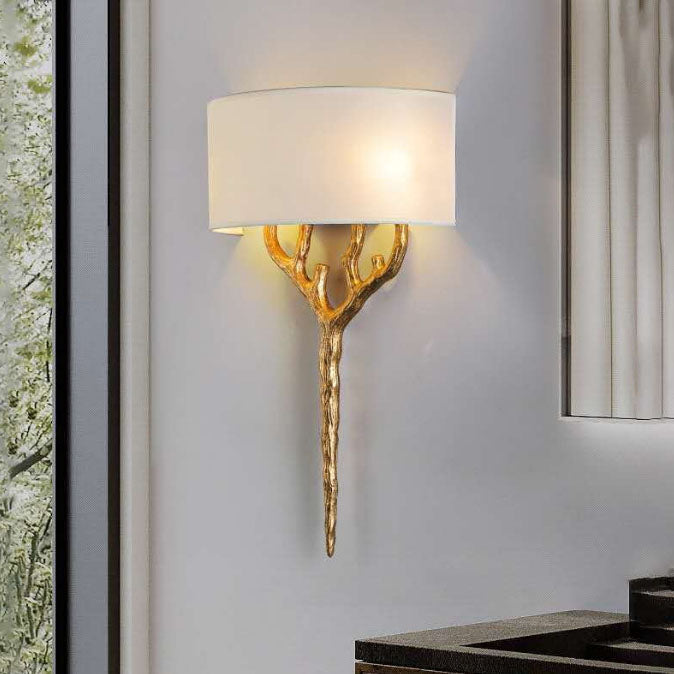 European Luxury Fabric Brass Branch Sconce