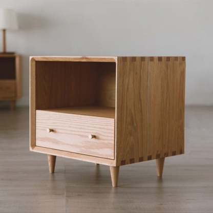 Nordic Solid Wood 1-Drawer Nightstand
