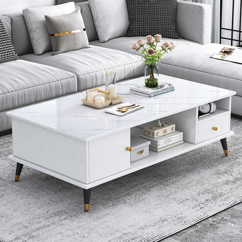 Nordic Rectangular Engineered Wood Iron Coffee Table