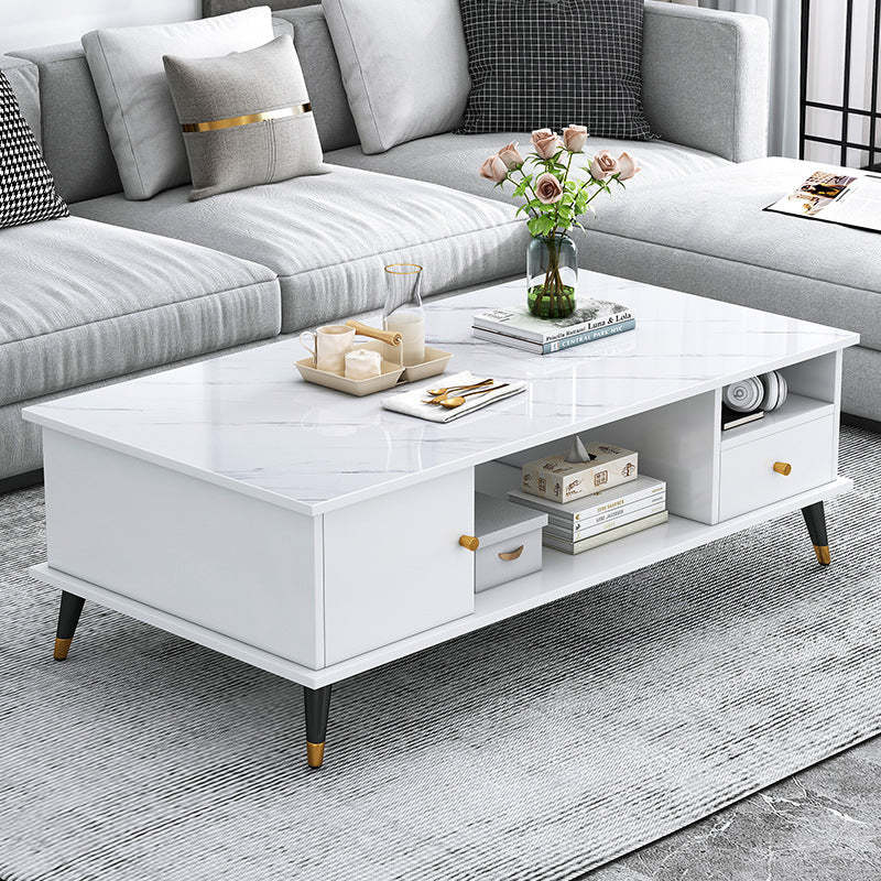 Nordic Rectangular Engineered Wood Iron Coffee Table
