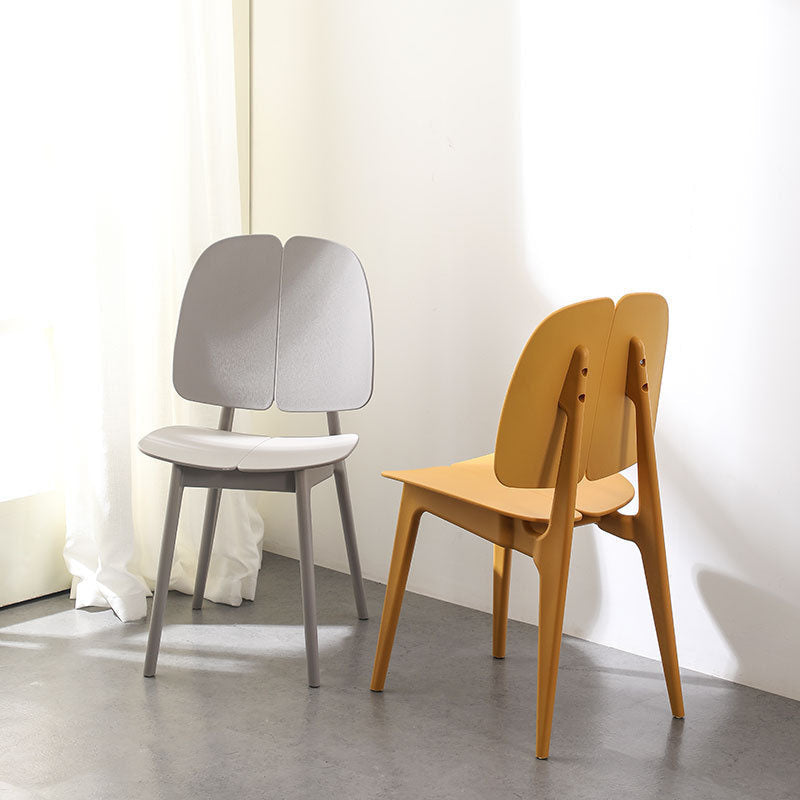 Scandinavian Plastic Steel Dining Chair — White