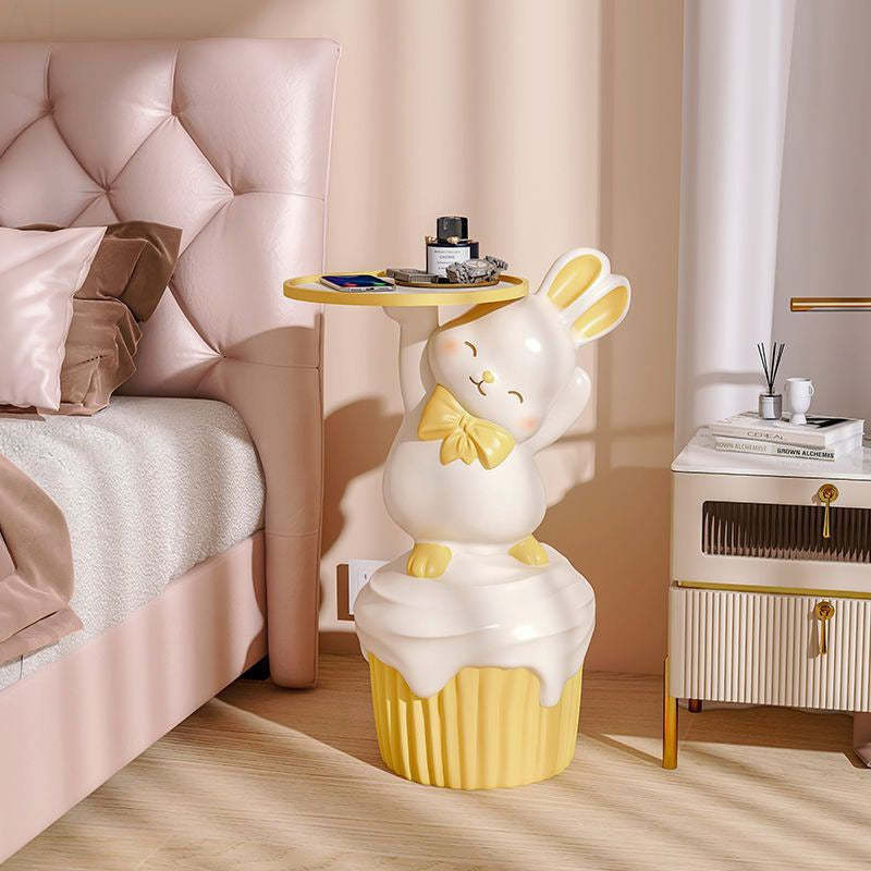 Cartoon 1-tray resin wood end & side tables for living room