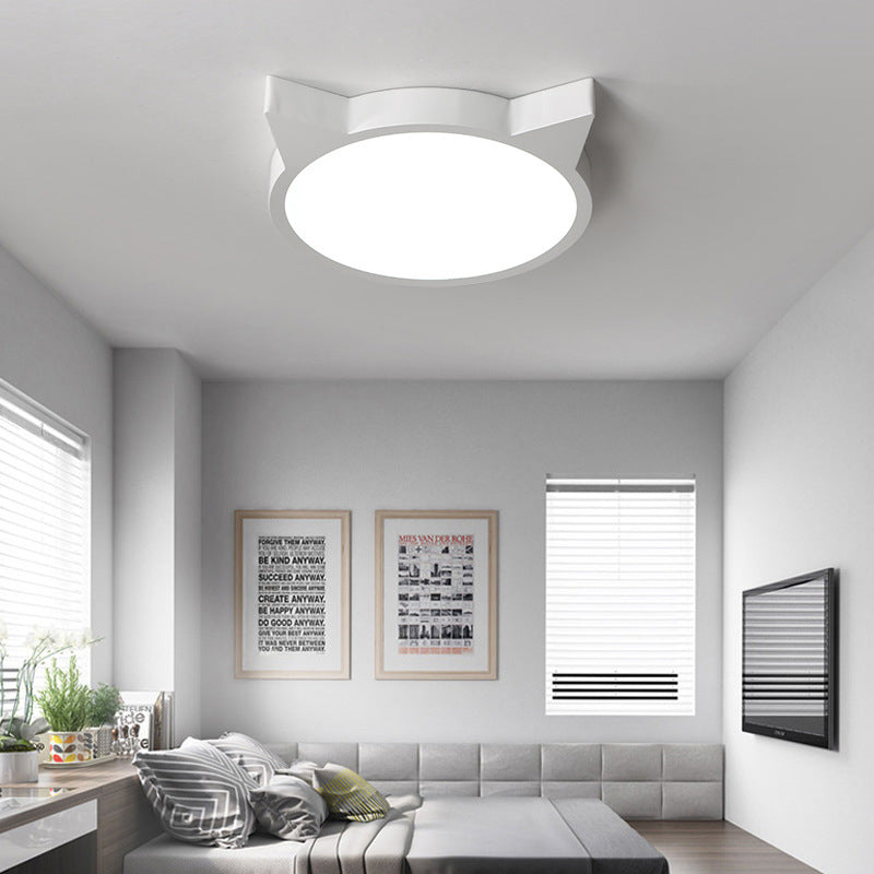 Nordic Macaron Cat LED Kids Flush Mount Light