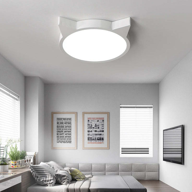 Nordic Macaron Cat LED Kids Flush Mount Light