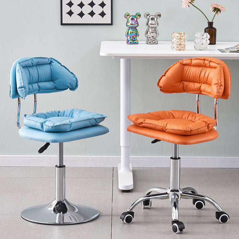 Minimalist Leather Metal Bar Stool With Backrest Adjustable — A / Dark Gray