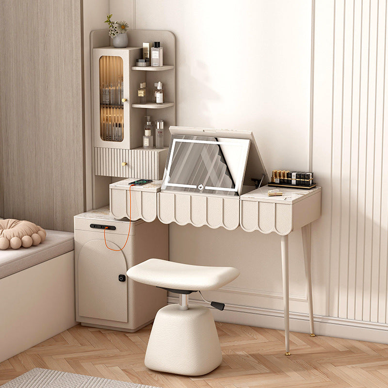 Contemporary Leather Height-Adjustable Vanity Stool