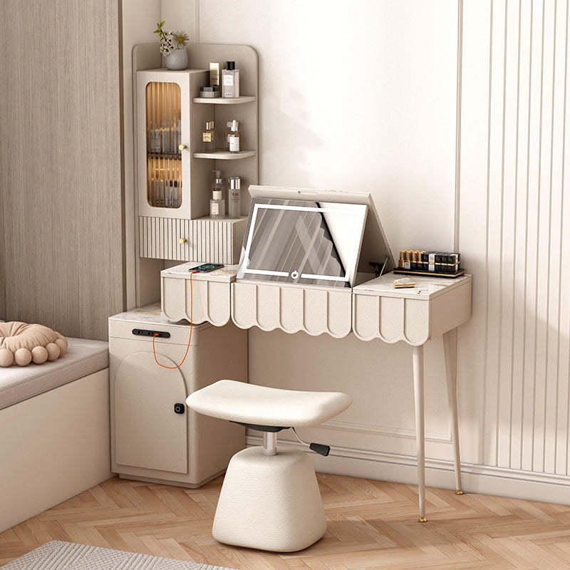 Contemporary Leather Height-Adjustable Vanity Stool