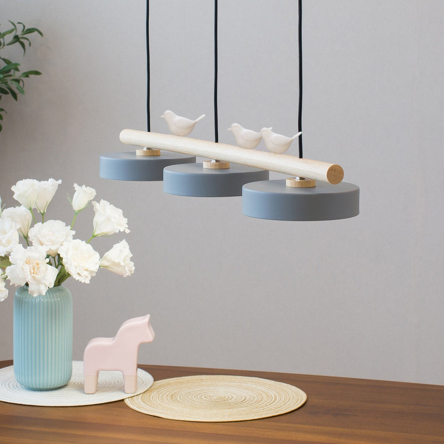 Nordic Resin Bird Wood Linear LED Island Chandelier