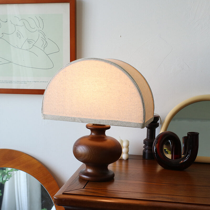 Japanese Wabi-Sabi Solid Wood Fabric Table Lamp
