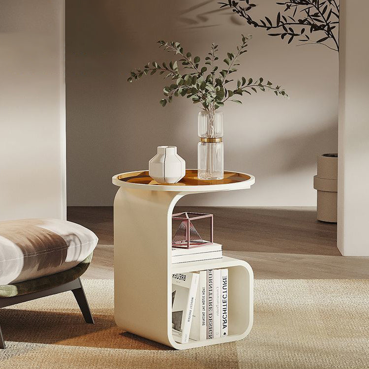 Minimalist Round Glass Iron 3-Tier End Table