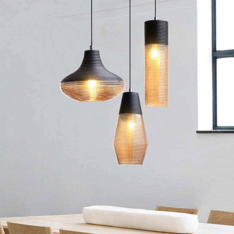 Scandinavian Cylinder Oval Iron Glass Pendant Light