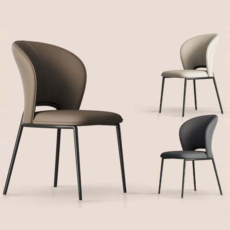 Minimalist Microfiber Leather Steel Curved Dining Chair
