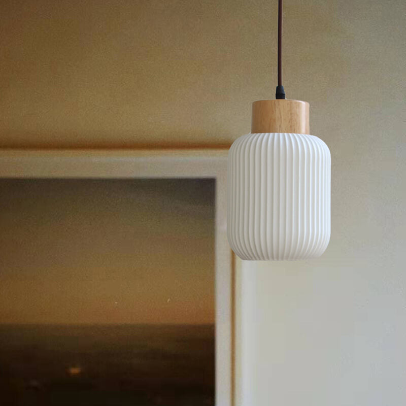 Nordic White Ceramic Cylinder Jar Pendant