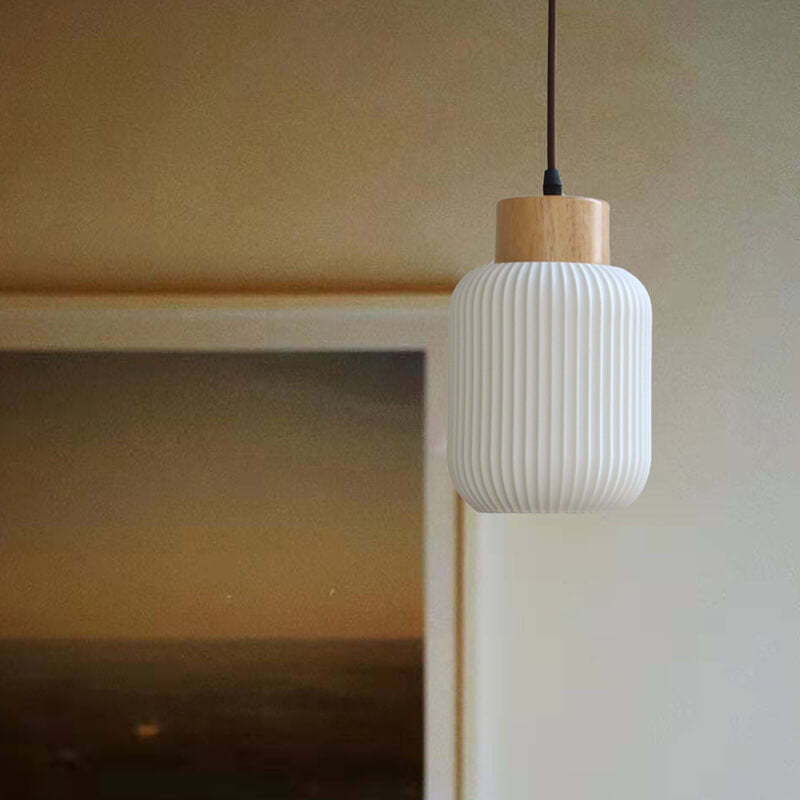 Nordic White Ceramic Cylinder Jar Pendant