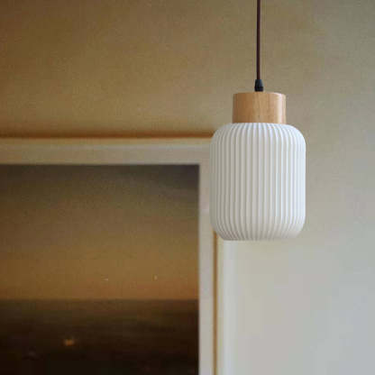 Nordic White Ceramic Cylinder Jar Pendant