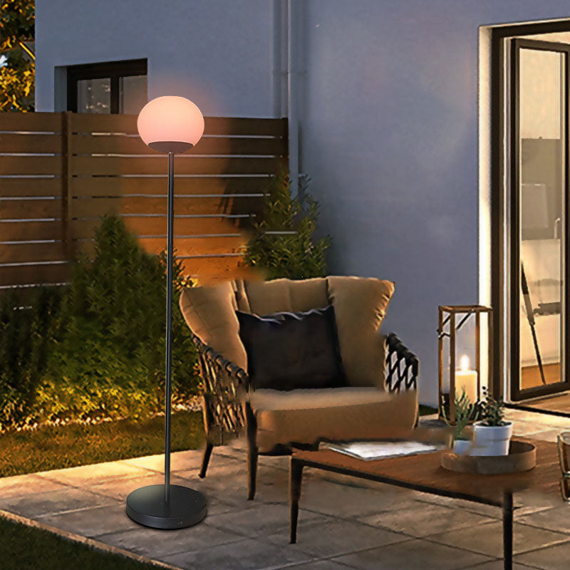 Solar Wrought Iron Oval LED Outdoor Floor Lamp