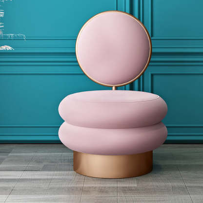 Round Fabric Iron Vanity Stool