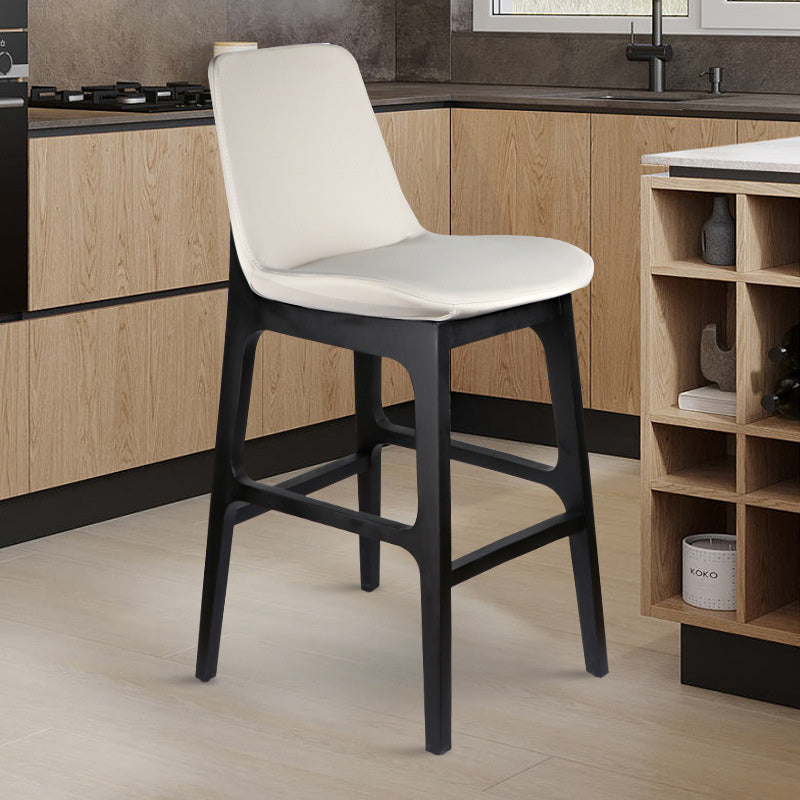 Nordic Microfiber Leather Wood Bar Stool — Microfiber Leather