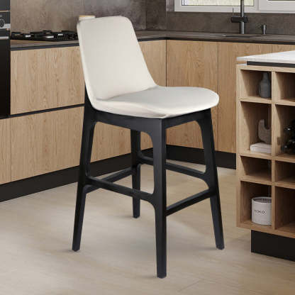 Nordic Microfiber Leather Wood Bar Stool — Microfiber Leather