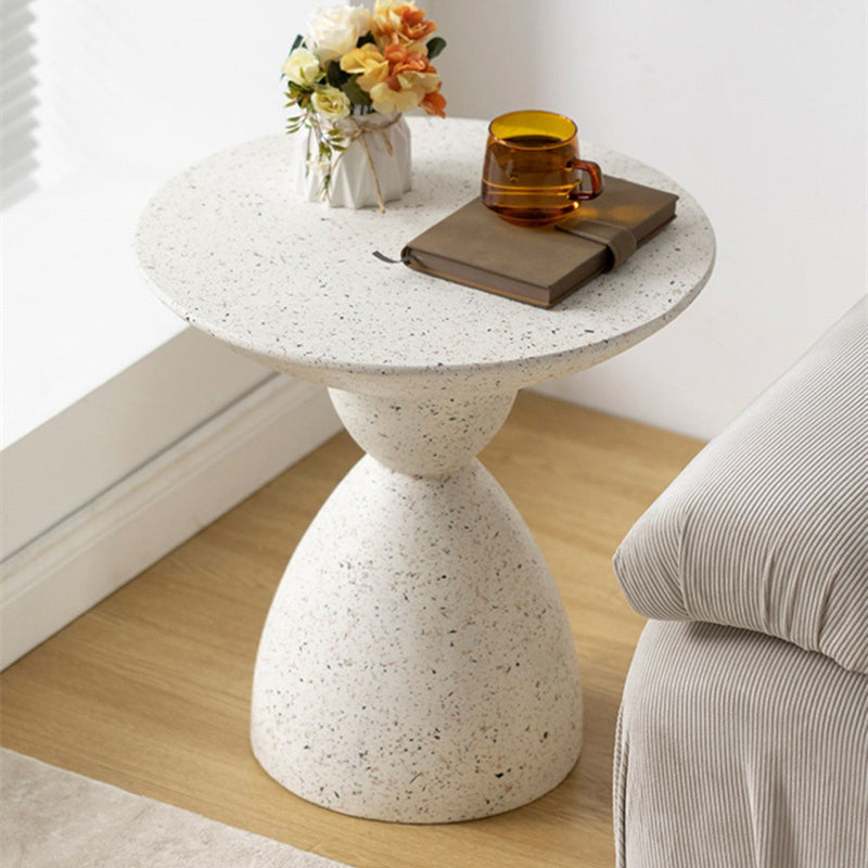 Nordic Hourglass Magnesium Oxide End Table — Beige