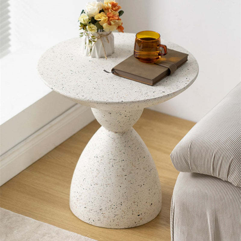 Nordic Hourglass Magnesium Oxide End Table — Beige