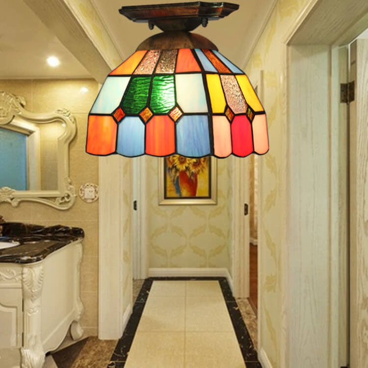 Tiffany Stained Glass Dome Ceiling Light