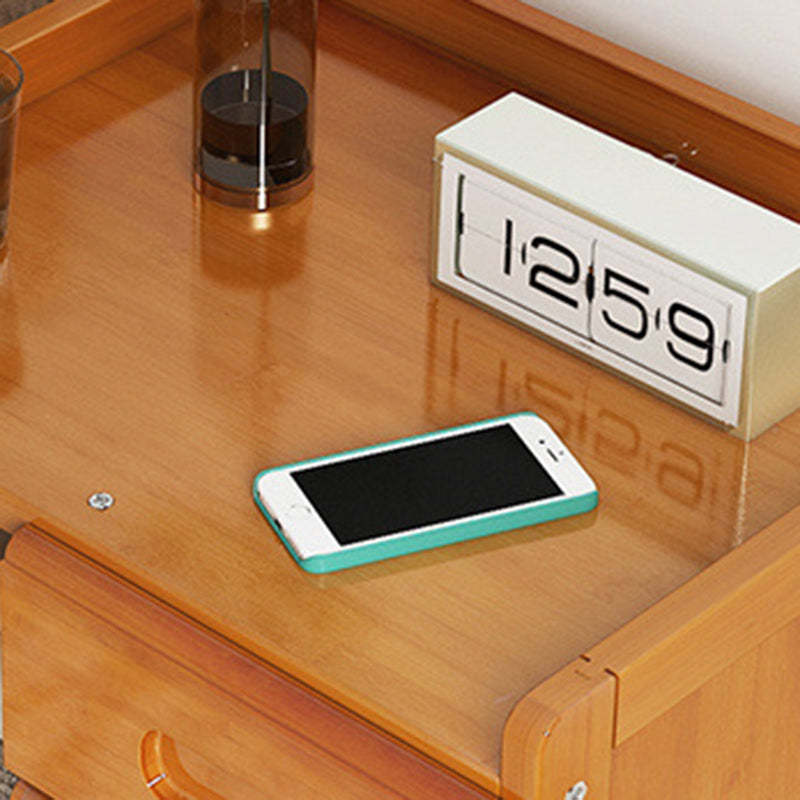 Minimalist Bamboo 1/2-Drawer Nightstand — G - 1 Drawer - Tea Brown