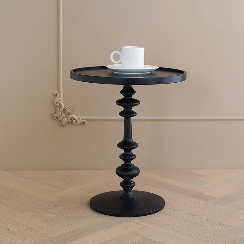 Modern Tray-Top Ash Wood Pedestal End Table