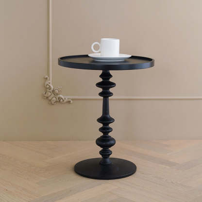 Modern Tray-Top Ash Wood Pedestal End Table