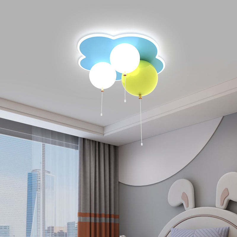 Art Deco Balloon Flower Acrylic Iron LED Flush Light
