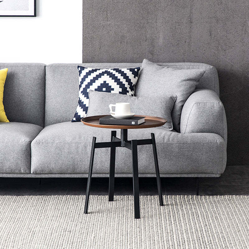 Retro Round Iron End Table — Black