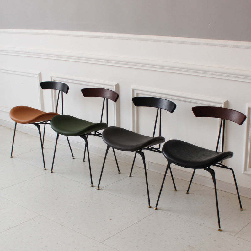 Industrial Ant Arch Wood Leather Dining Chair