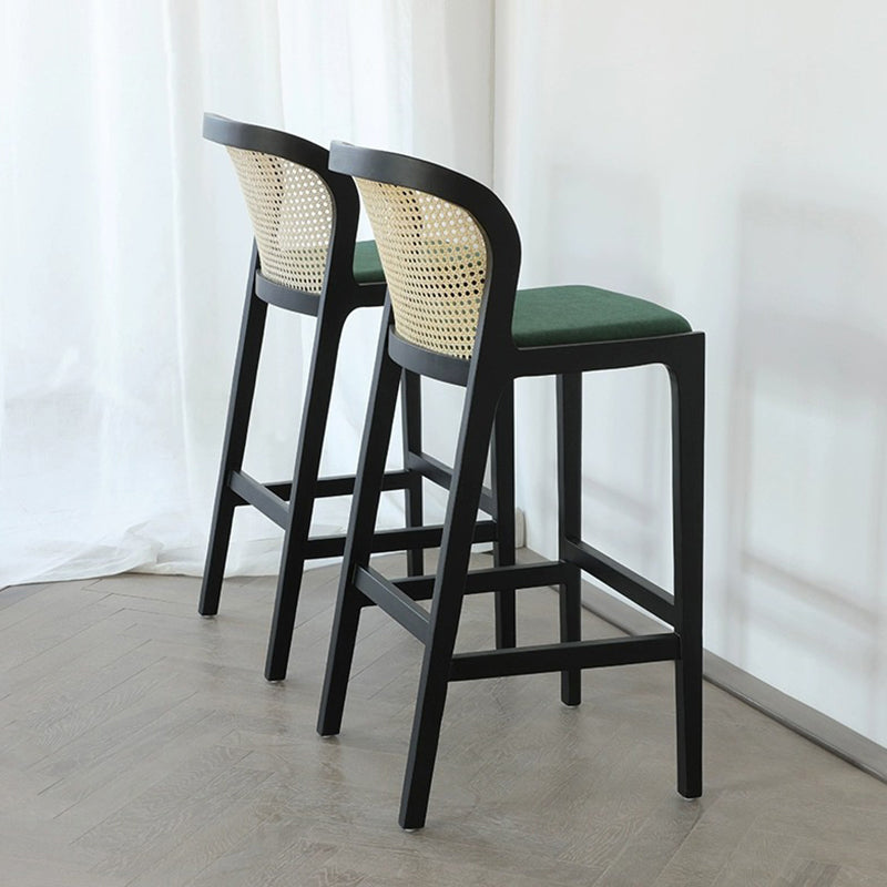 French Fabric Wood Bar Stool