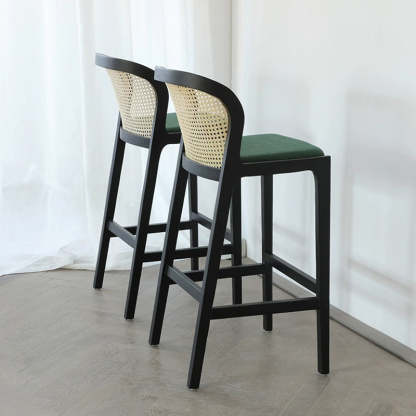 French Fabric Wood Bar Stool
