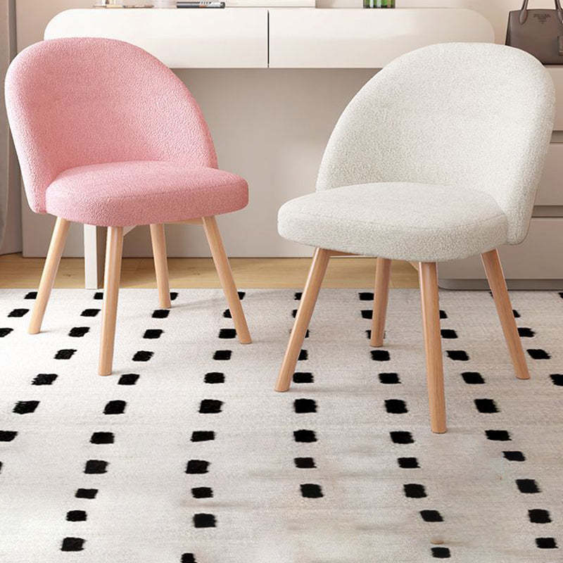 Nordic Curved Fabric Wood Vanity Stool