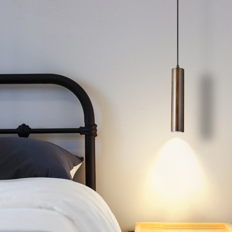 Minimalist Wood Cylinder LED Pendant Light