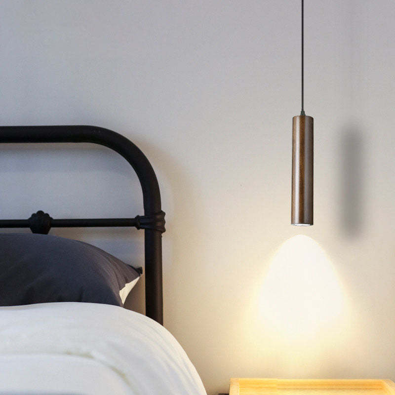 Minimalist Wood Cylinder LED Pendant Light